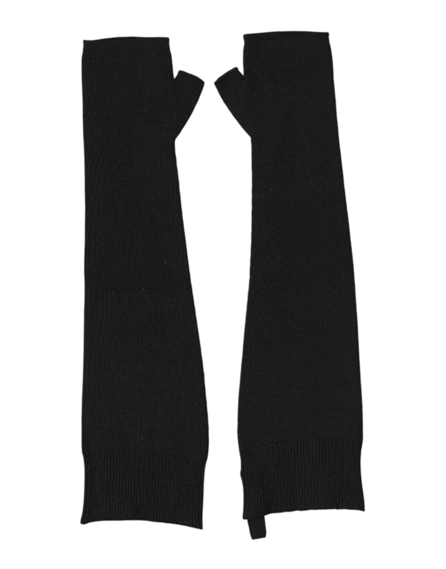 Dolce & Gabbana Black Virgin Wool Knitted Fingerless Gloves for Men