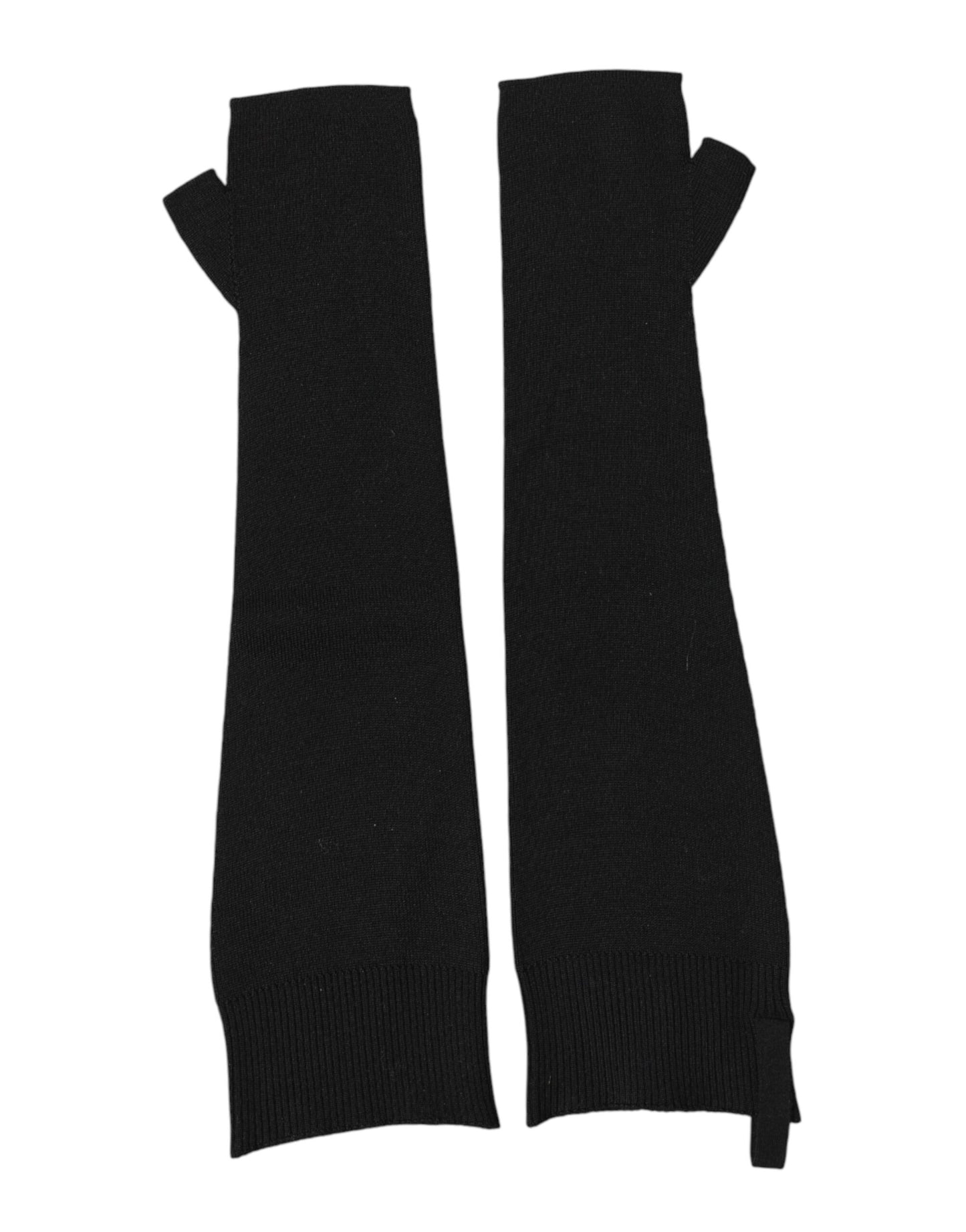 Dolce & Gabbana Black Virgin Wool Knitted Fingerless Gloves for Men