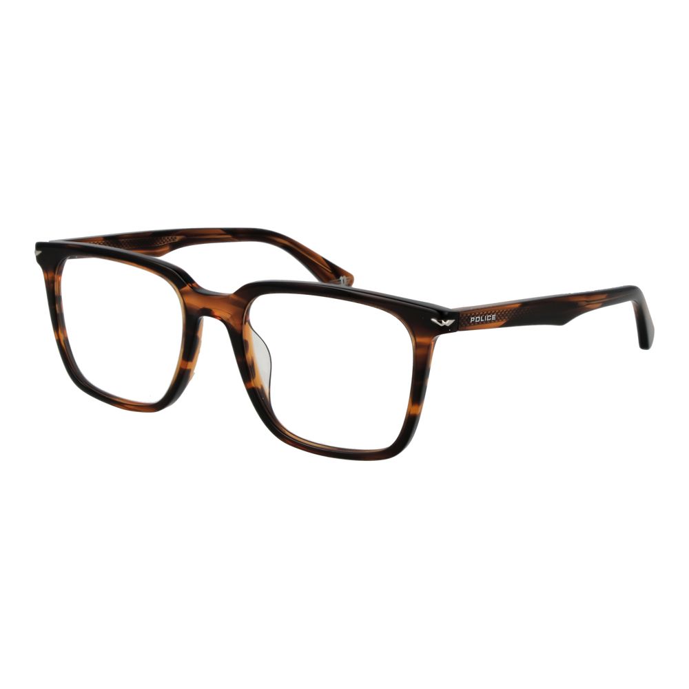 Police Brown Men’s Optical Glasses – Square Full-Rim Frame