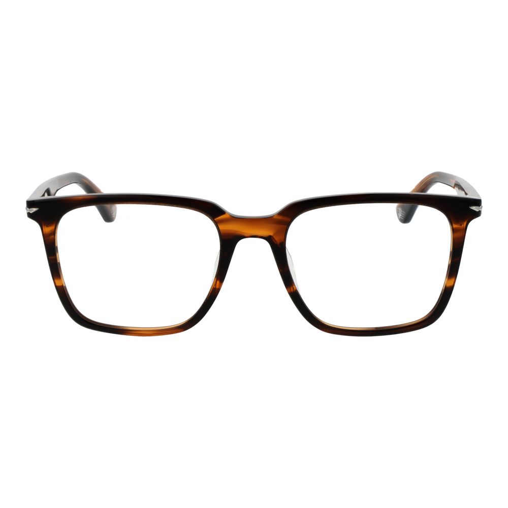 Police Brown Men’s Optical Glasses – Square Full-Rim Frame