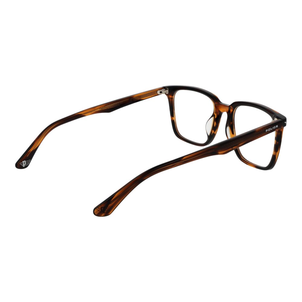 Police Brown Men’s Optical Glasses – Square Full-Rim Frame
