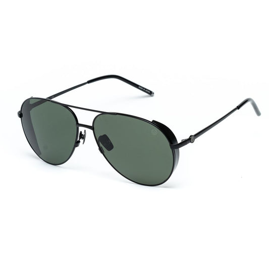 Belstaff Men’s Sunglasses – Black Titanium Frame, Green Lenses