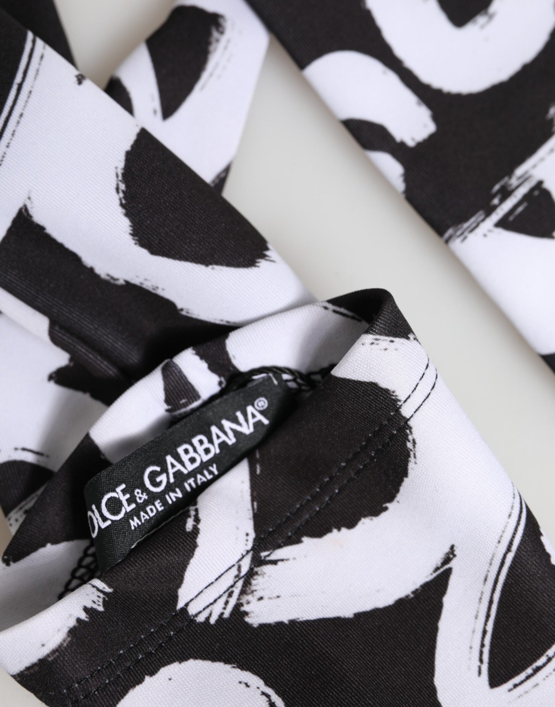 Dolce & Gabbana Black White DG Logo Elbow Length Mitten Gloves