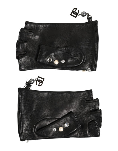 Dolce & Gabbana Blue Logo Fingerless Wrist Length Mitten Gloves