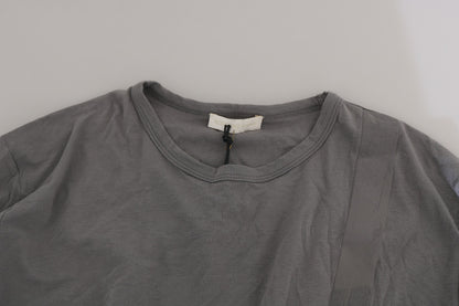 Scervino Street Cotton Gray Round Neck Pullover Top Sweater