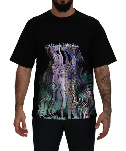 Dolce & Gabbana Cotton Black Printed Crewneck Tee