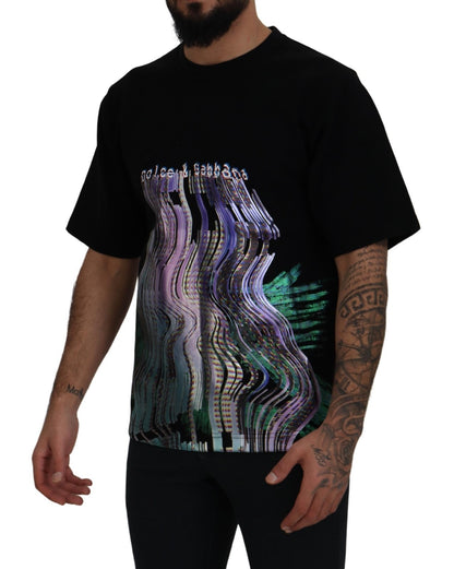 Dolce & Gabbana Cotton Black Printed Crewneck Tee