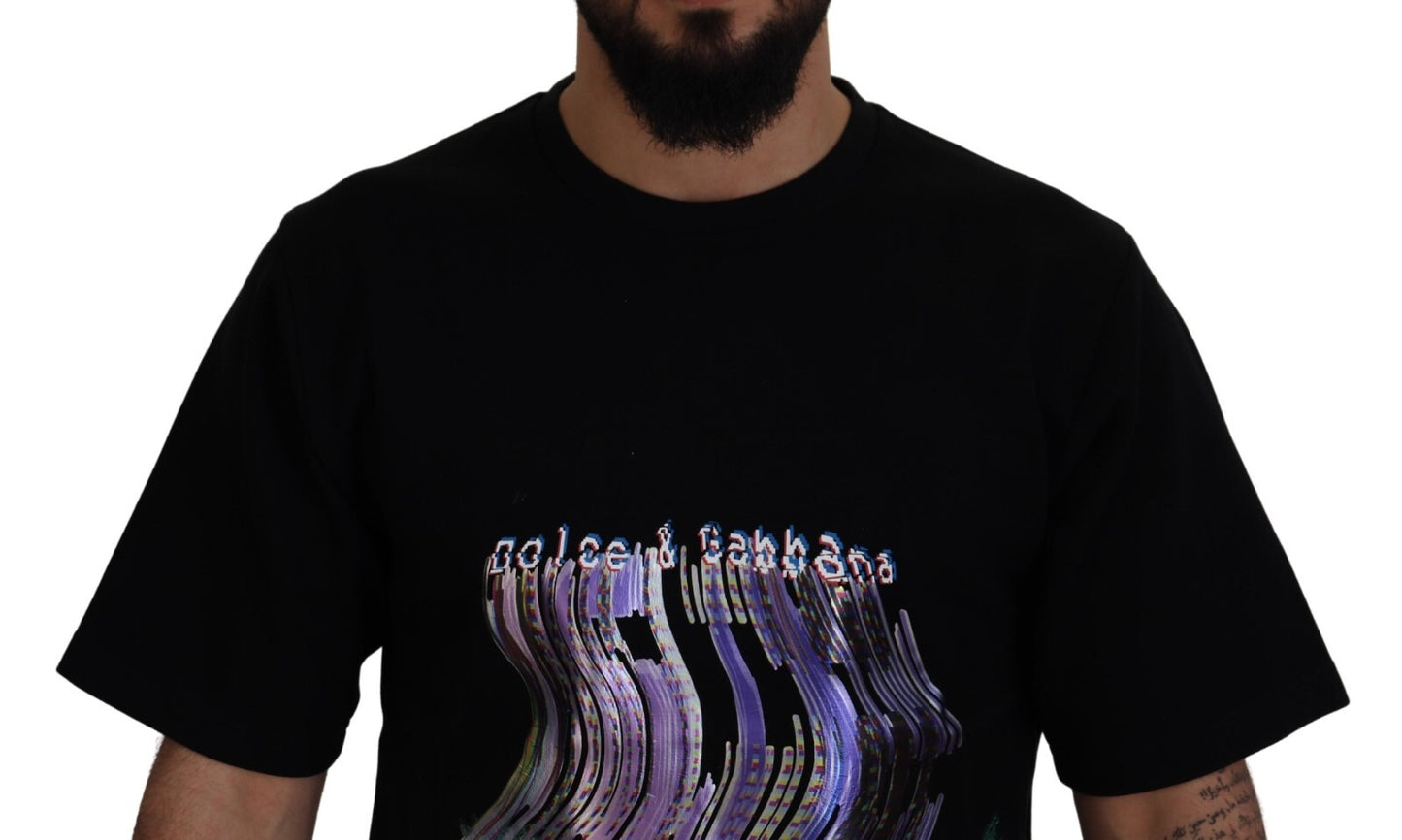 Dolce & Gabbana Cotton Black Printed Crewneck Tee
