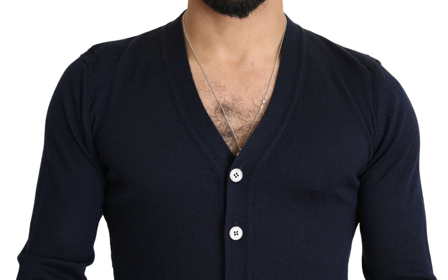 Karl Lagerfeld Wool Blue Full Button Cardigan for Men