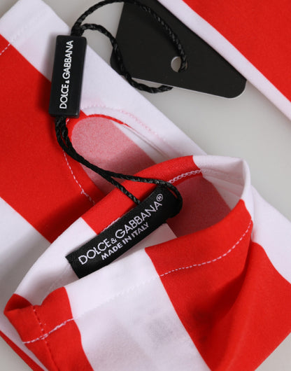 Dolce & Gabbana Red and White Nylon Fingerless Gloves