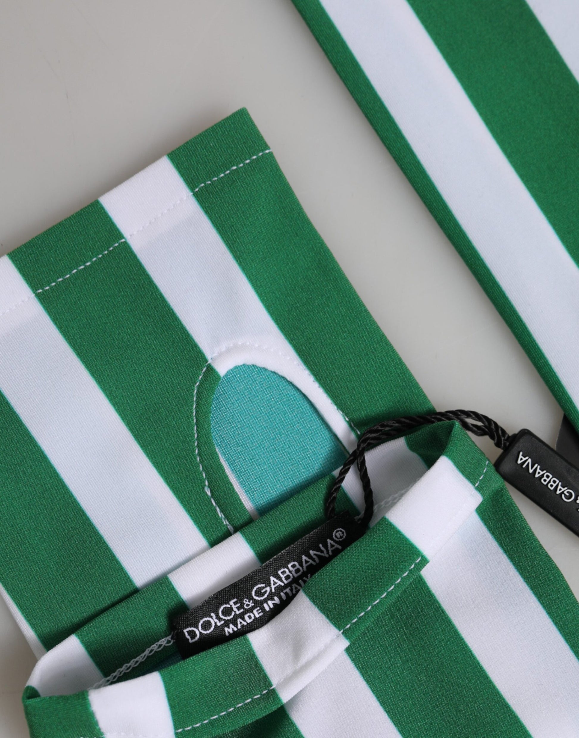Dolce & Gabbana Green White Nylon Fingerless Wrist Length Gloves