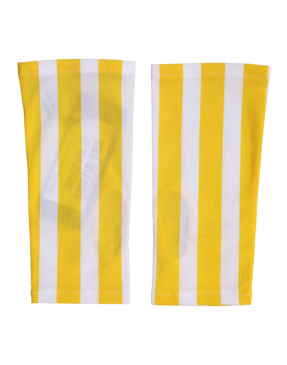 Dolce & Gabbana Yellow White Nylon Fingerless Wrist Length Gloves
