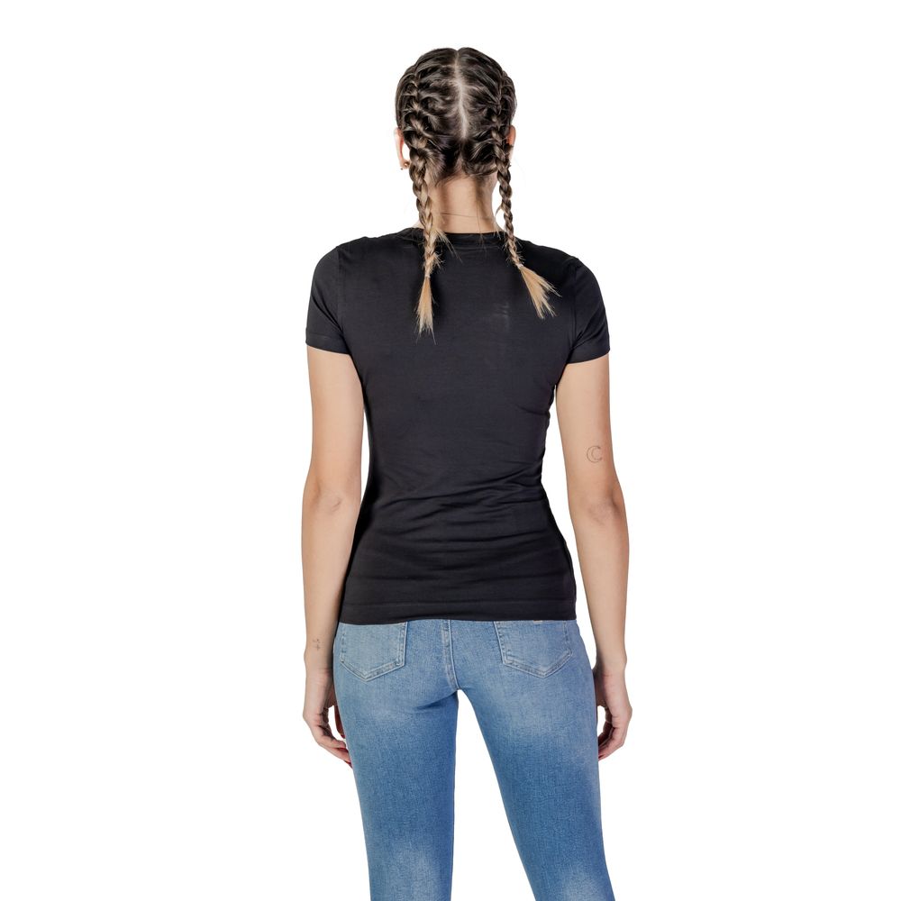 Guess Black Cotton T-Shirt - Women's Shiny Triangle Tee