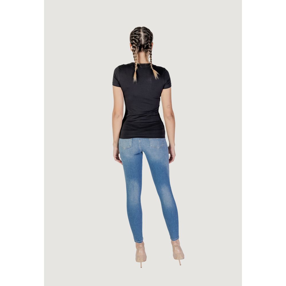 Guess Black Cotton T-Shirt - Women's Shiny Triangle Tee