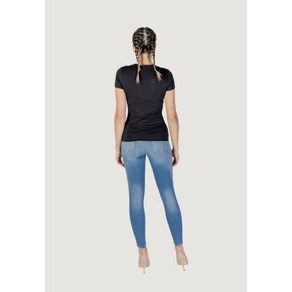 Guess Black Cotton T-Shirt - Women's Shiny Triangle Tee
