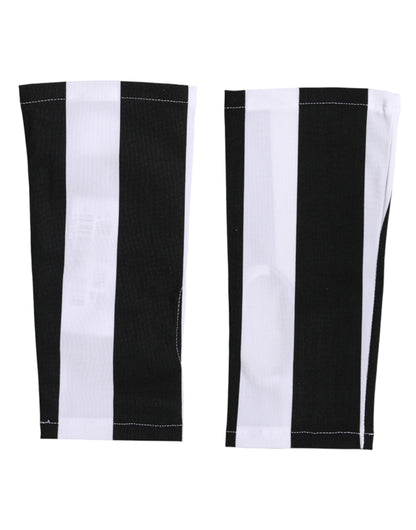 Dolce & Gabbana Black White Nylon Fingerless Wrist Length Gloves