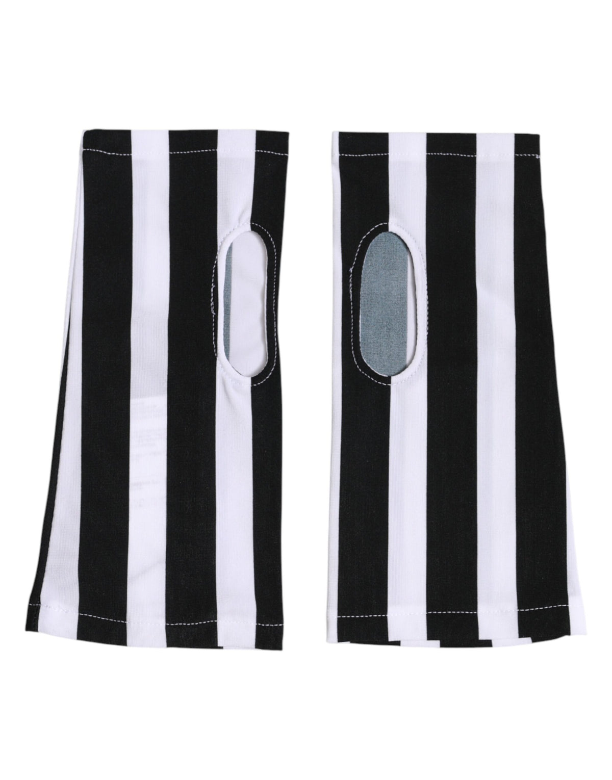 Dolce & Gabbana Black & White Nylon Fingerless Wrist Length Gloves