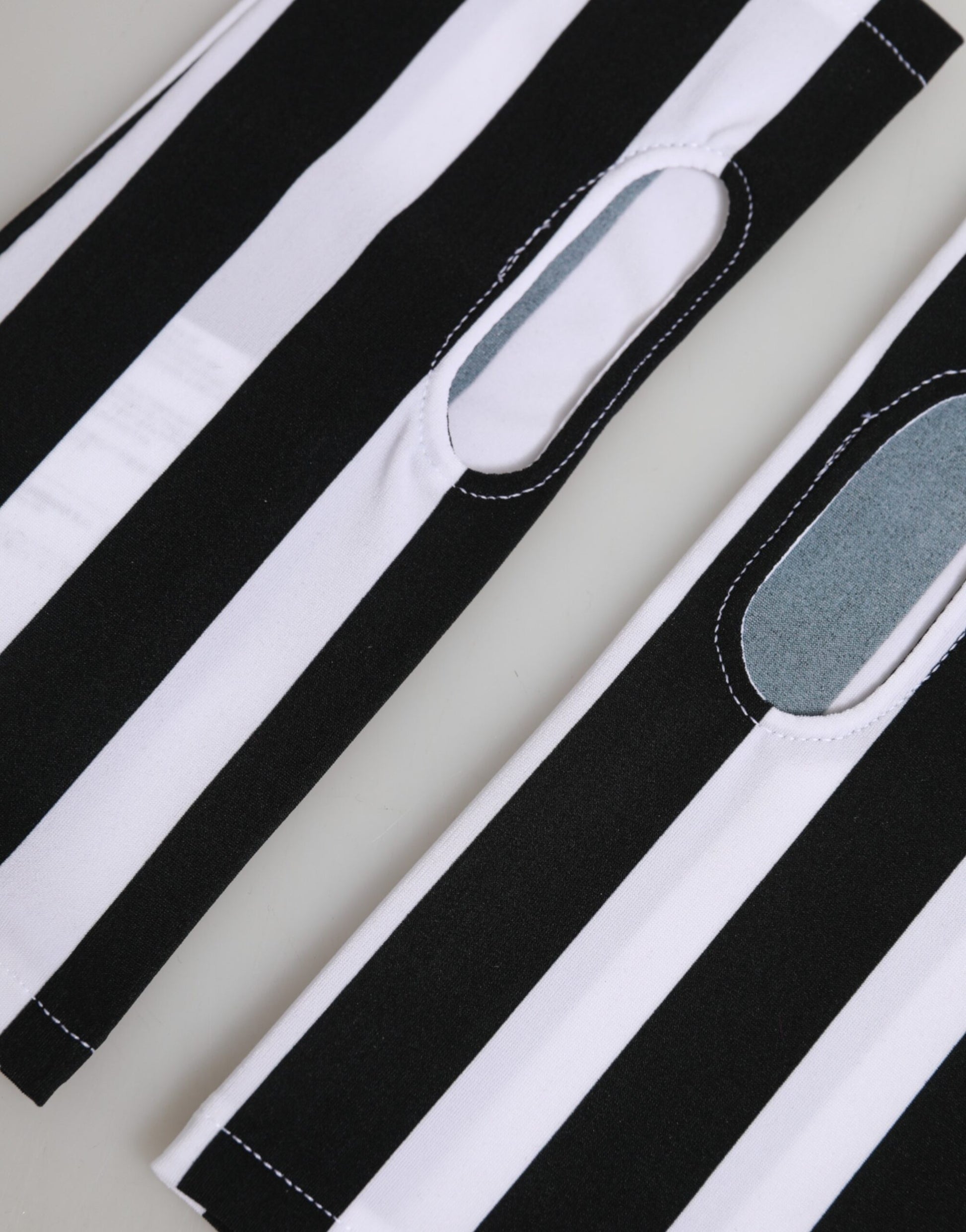 Dolce & Gabbana Black & White Nylon Fingerless Wrist Length Gloves