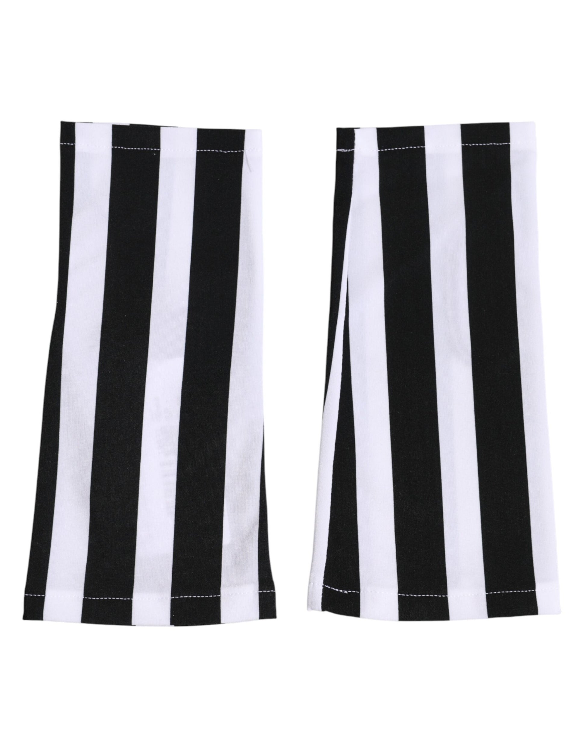 Dolce & Gabbana Black & White Nylon Fingerless Wrist Length Gloves