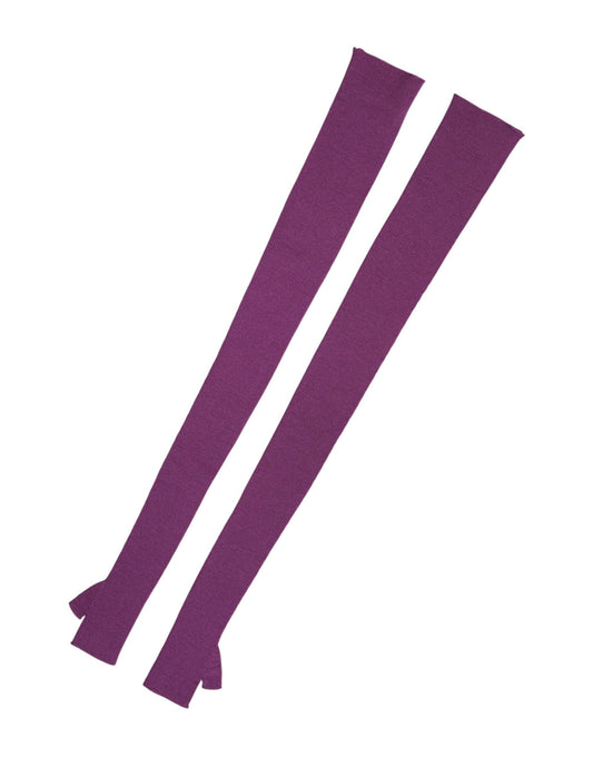 Dolce & Gabbana Purple Wool Fingerless Elbow Length Gloves