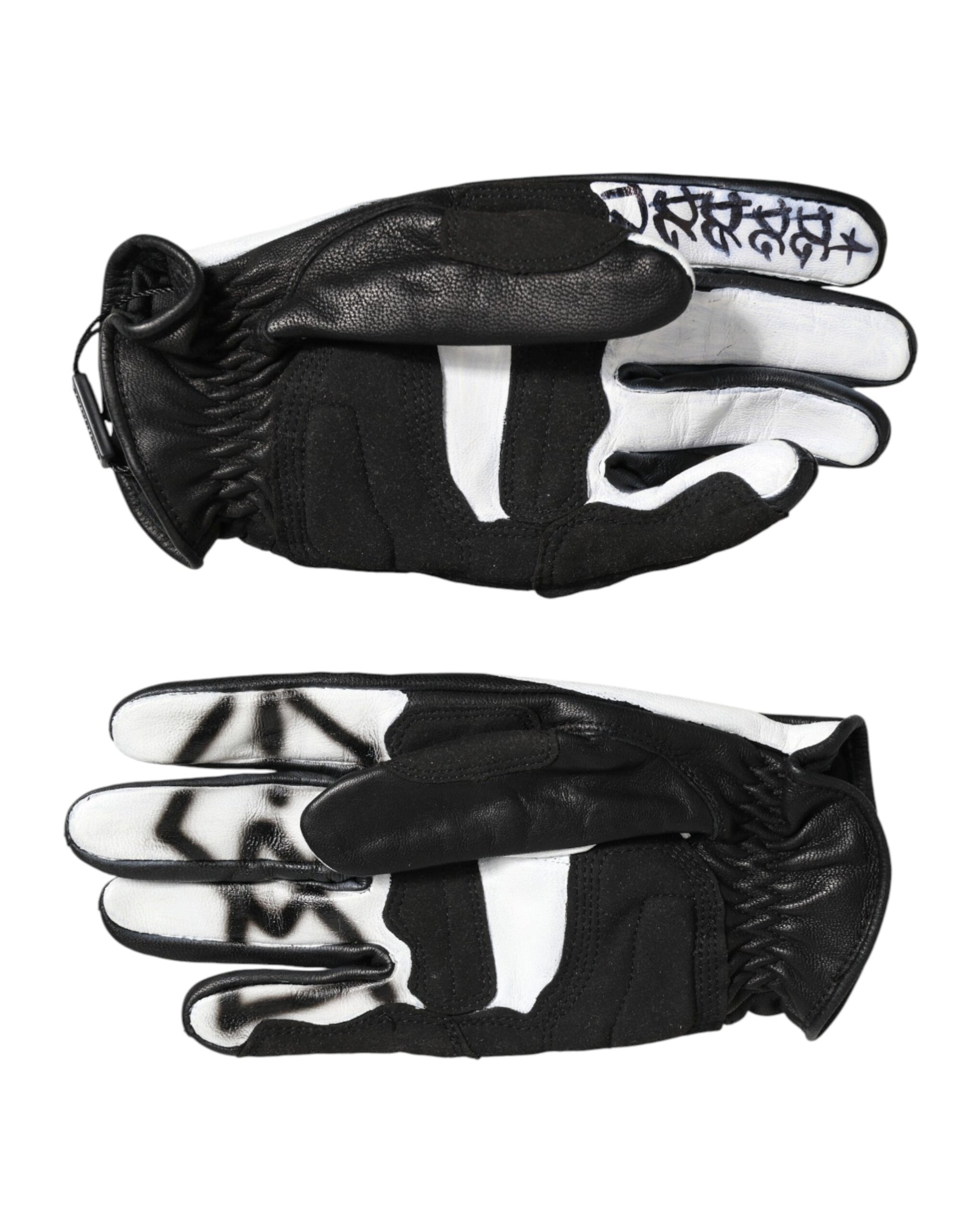 Dolce & Gabbana Black White Crystal Wrist Length Mitten Gloves
