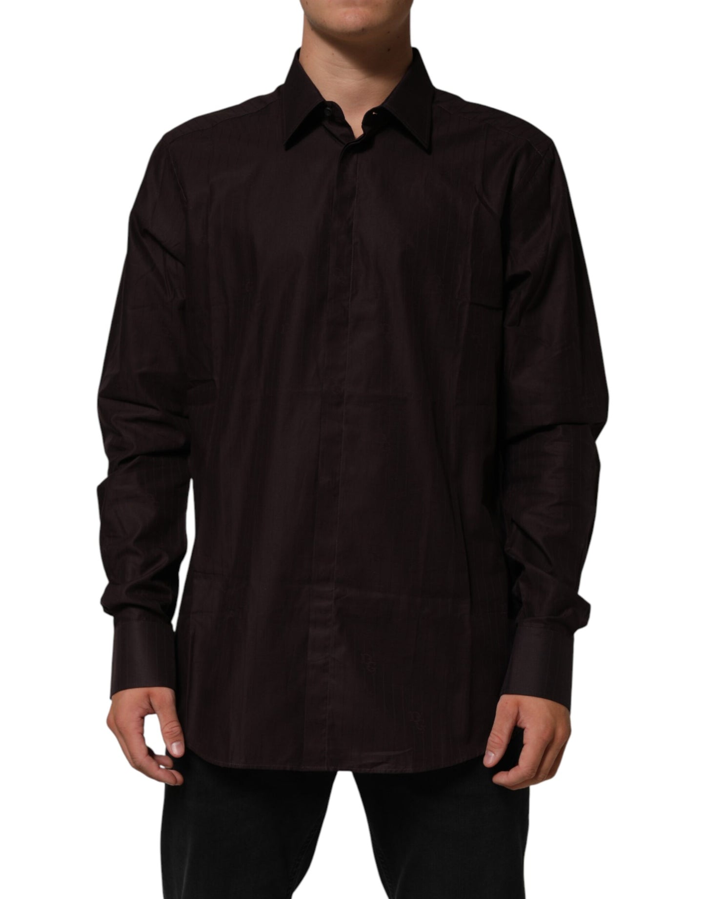 Dolce & Gabbana Brown Cotton LongSleeve MARTINI Dress Shirt