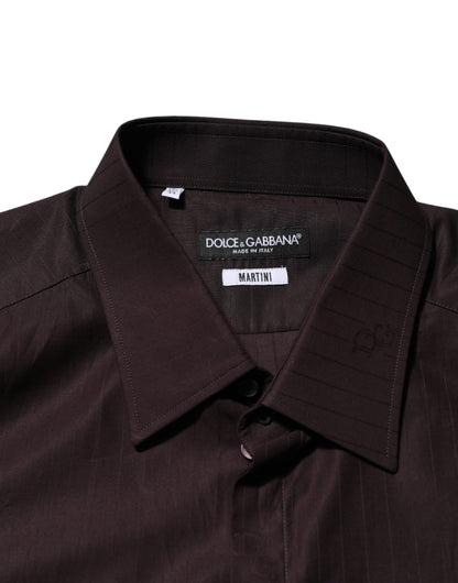 Dolce & Gabbana Brown Cotton LongSleeve MARTINI Dress Shirt