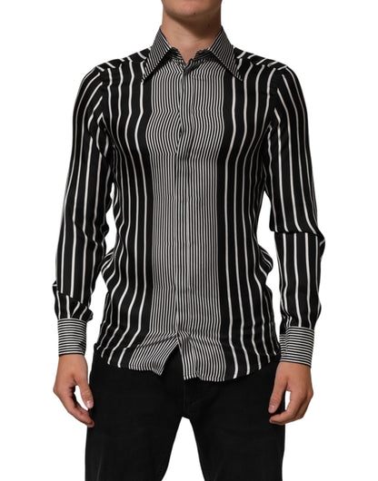 Dolce & Gabbana Black & White Striped MARTINI Dress Shirt for Men