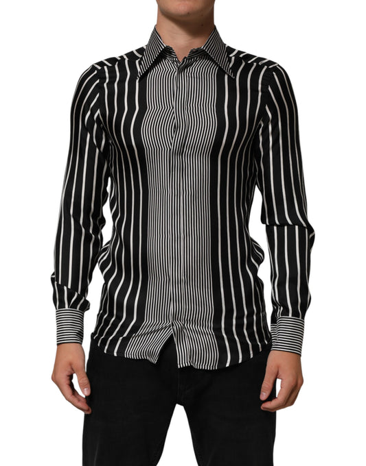 Dolce & Gabbana Black & White Striped MARTINI Dress Shirt for Men