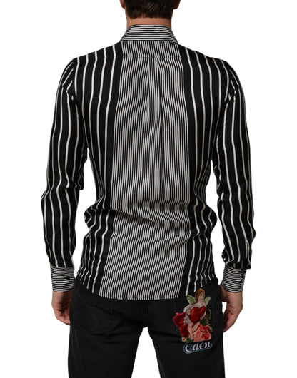 Dolce & Gabbana Black & White Striped MARTINI Dress Shirt for Men