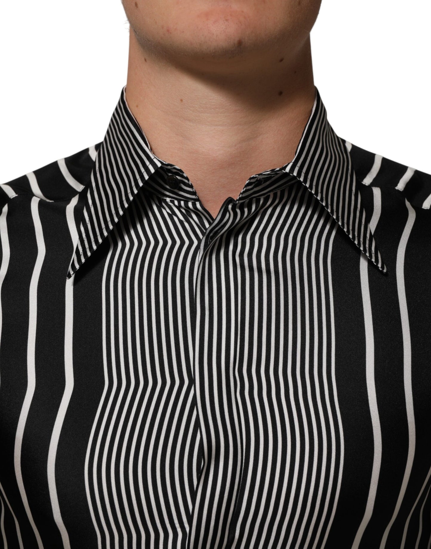 Dolce & Gabbana Black & White Striped MARTINI Dress Shirt for Men