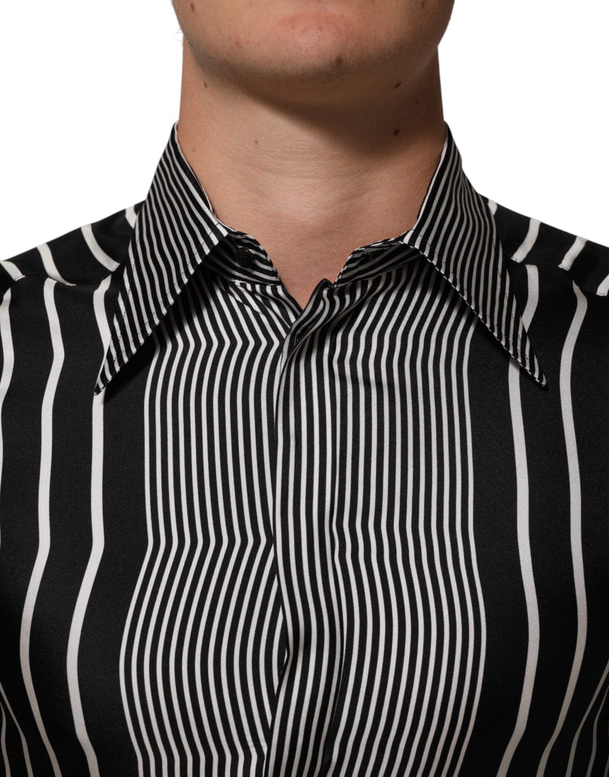 Dolce & Gabbana Black & White Striped MARTINI Dress Shirt for Men