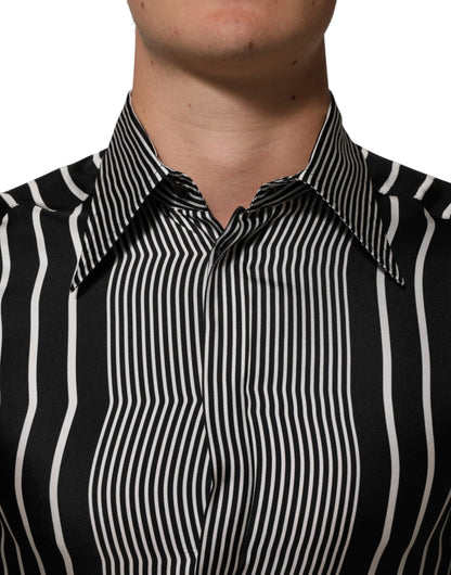 Dolce & Gabbana Black & White Striped MARTINI Dress Shirt for Men