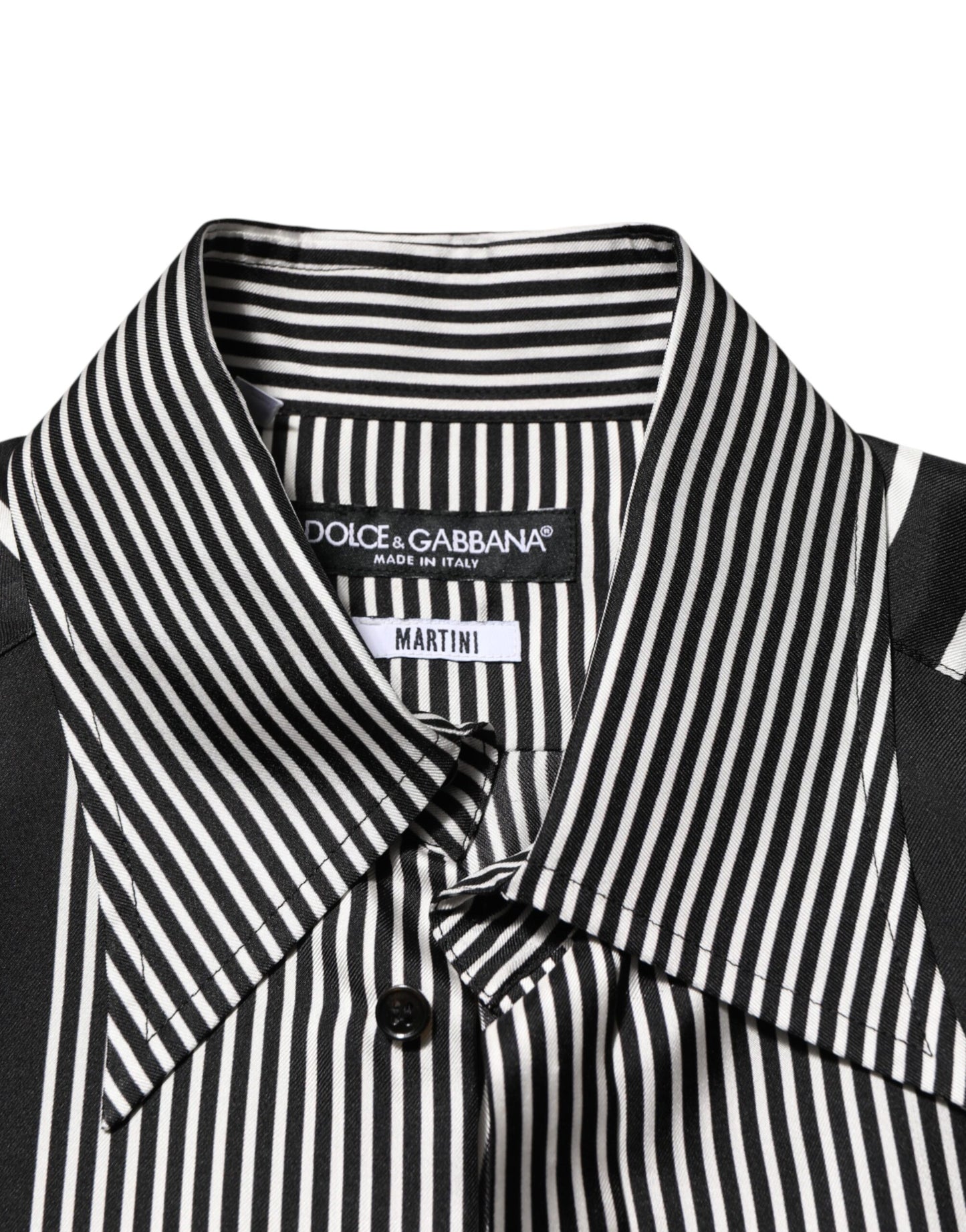 Dolce & Gabbana Black & White Striped MARTINI Dress Shirt for Men