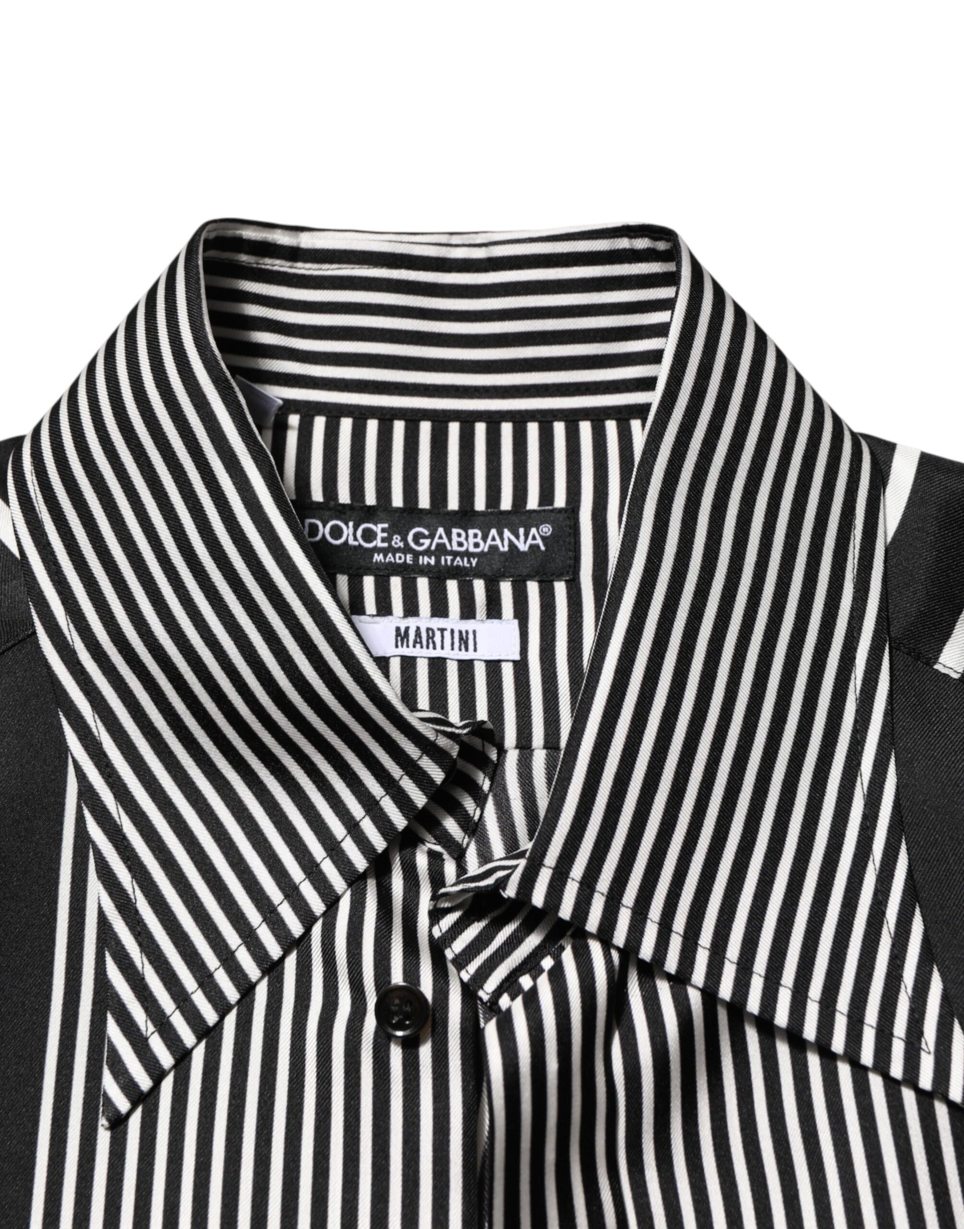 Dolce & Gabbana Black & White Striped MARTINI Dress Shirt for Men