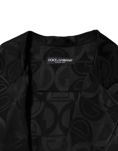Dolce & Gabbana Black DG Logo Silk Long Sleeves Shirt