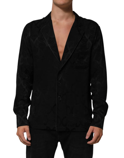 Dolce & Gabbana Black DG Logo Silk Long Sleeves Shirt