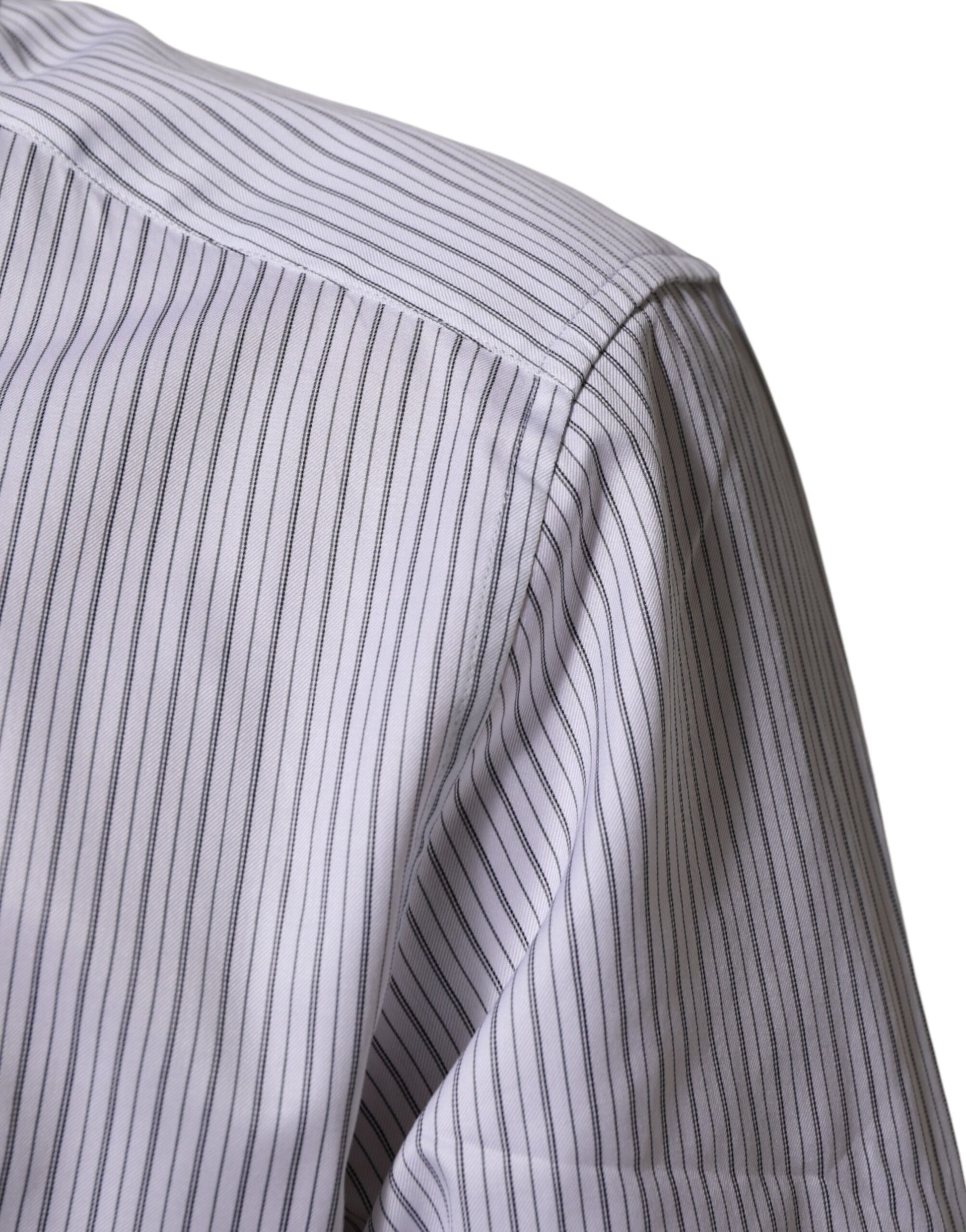 Dolce & Gabbana White Stripes Long Sleeves GOLD Dress Shirt