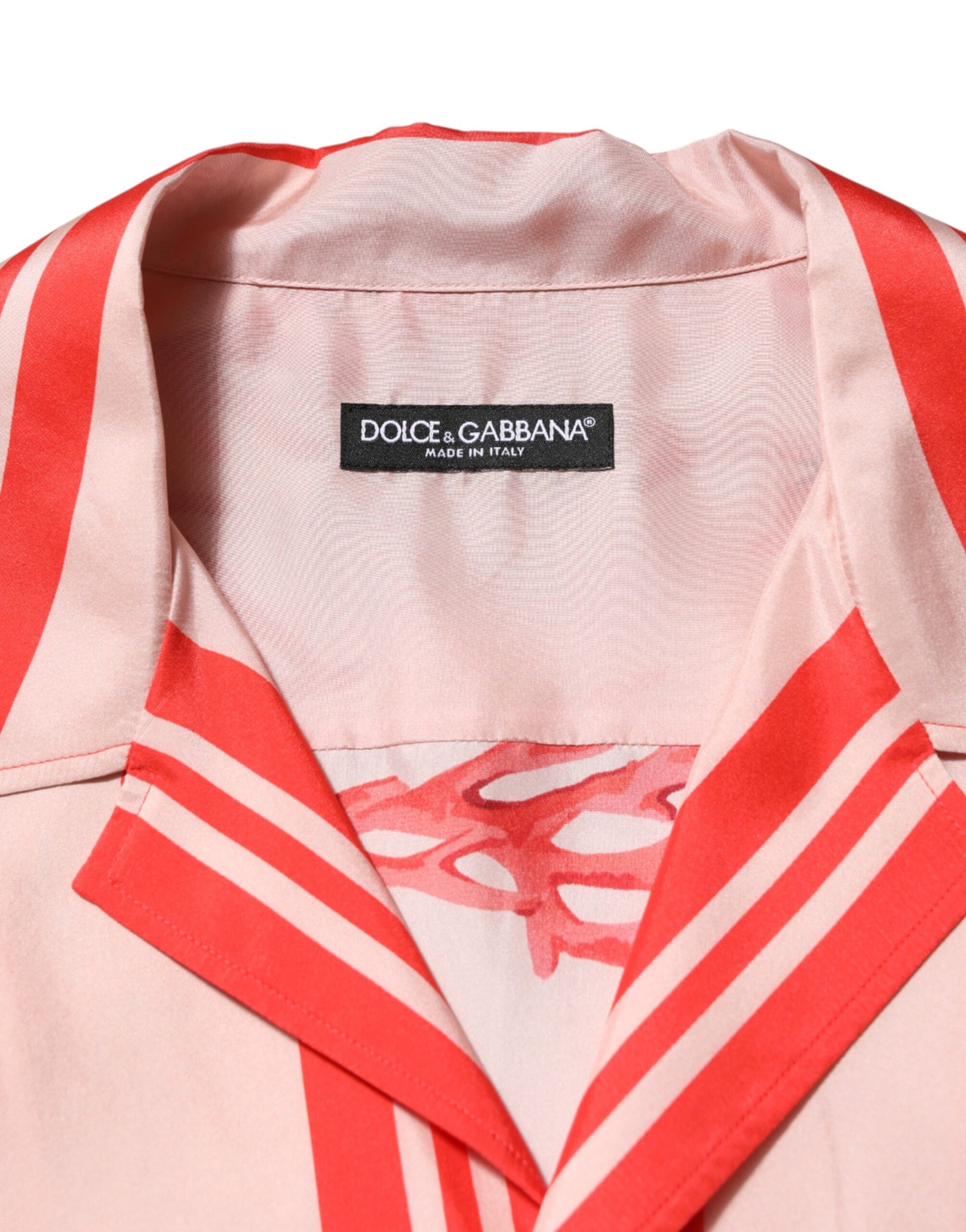 Dolce & Gabbana Red Corals Short Sleeves Button Down Shirt