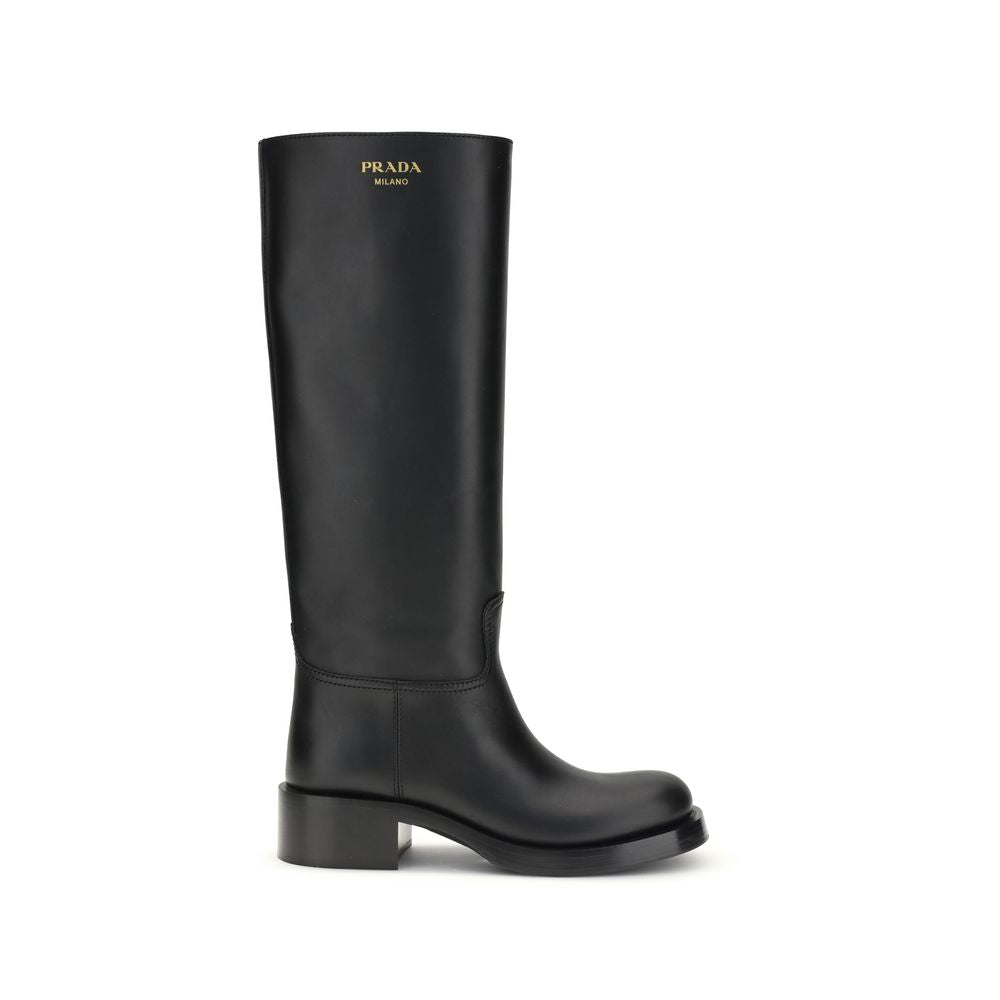 Prada Black High Leather Boots: A Statement in Sophistication