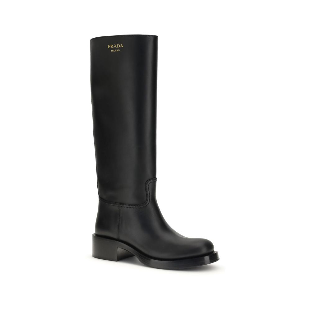 Prada Black High Leather Boots: A Statement in Sophistication