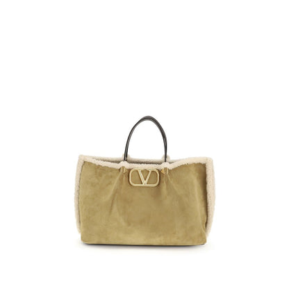 Valentino Garavani Suede and Sheepskin Medium Tote Bag