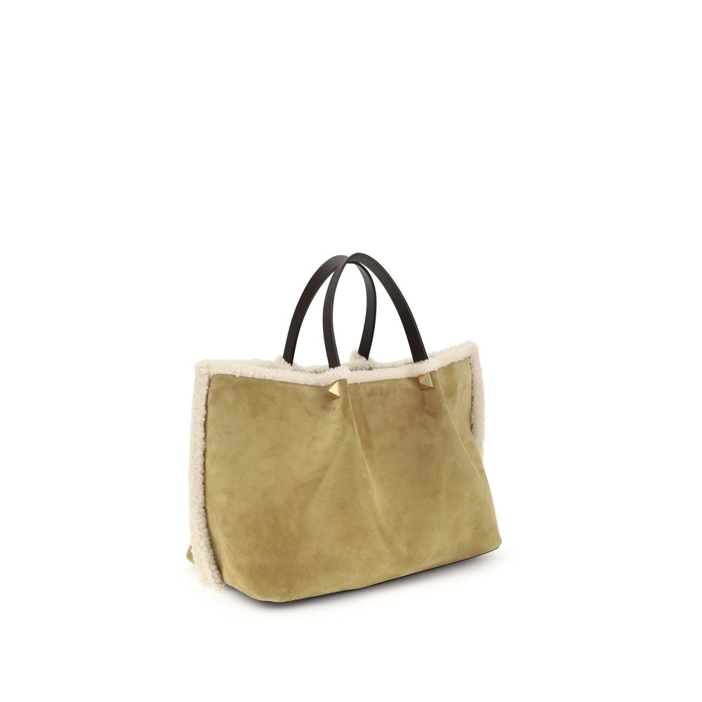 Valentino Garavani Suede and Sheepskin Medium Tote Bag