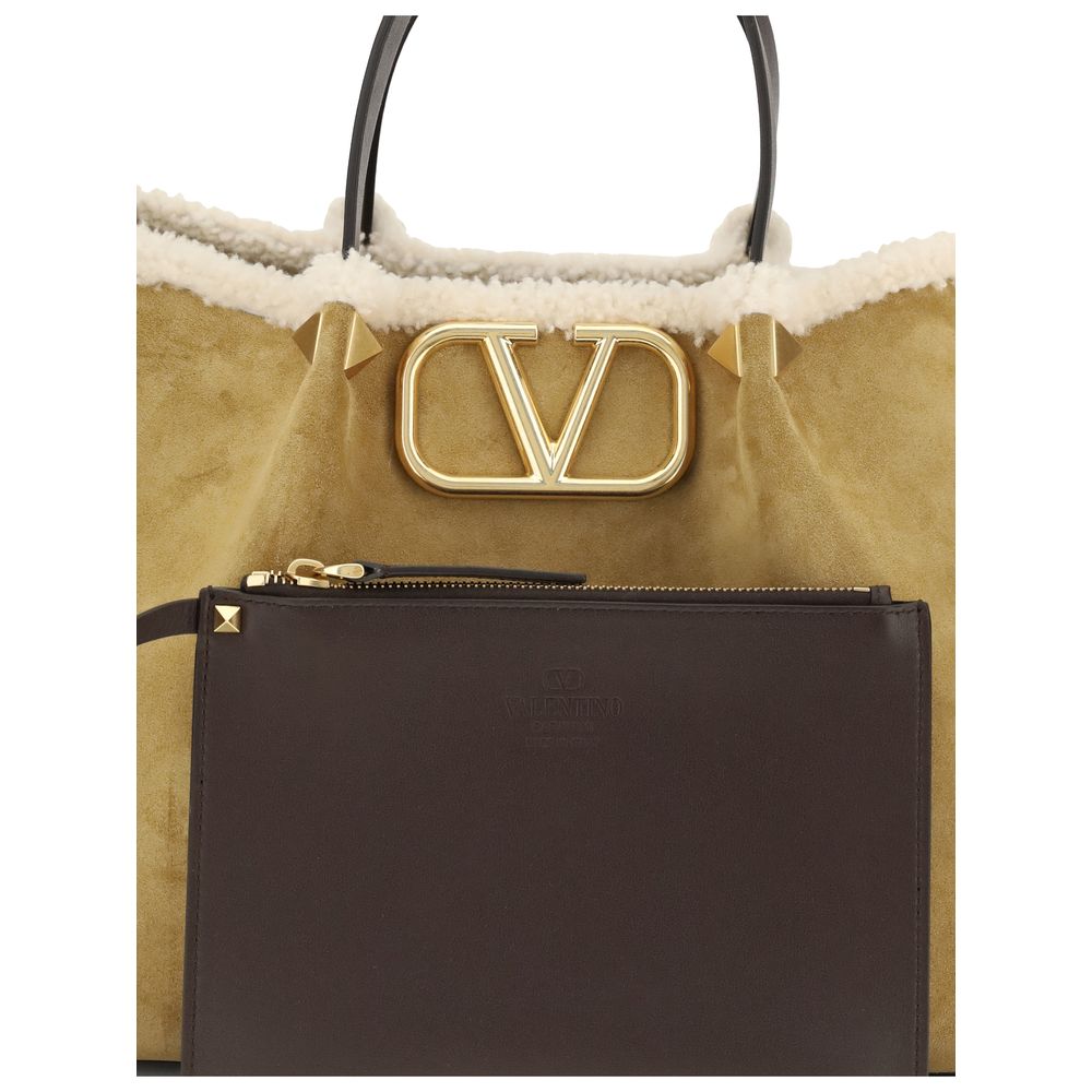 Valentino Garavani Suede and Sheepskin Medium Tote Bag