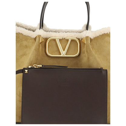 Valentino Garavani Suede and Sheepskin Medium Tote Bag