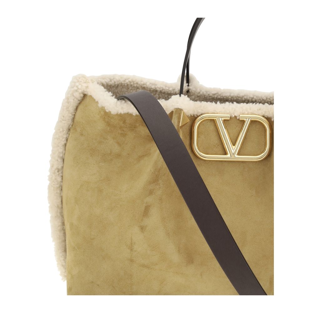 Valentino Garavani Suede and Sheepskin Medium Tote Bag