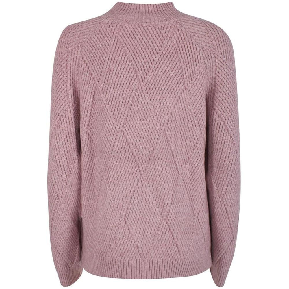 Yes Zee Pink Marabou Sweater with Plaid Embroidery