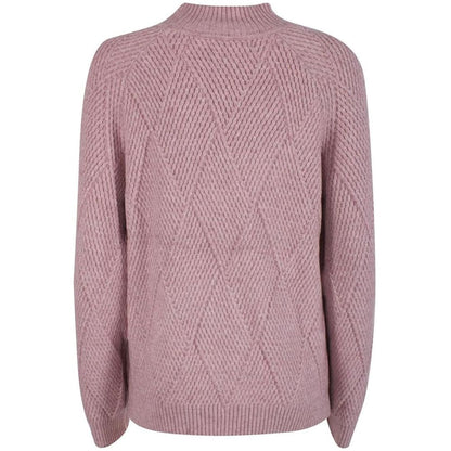 Yes Zee Pink Marabou Sweater with Plaid Embroidery