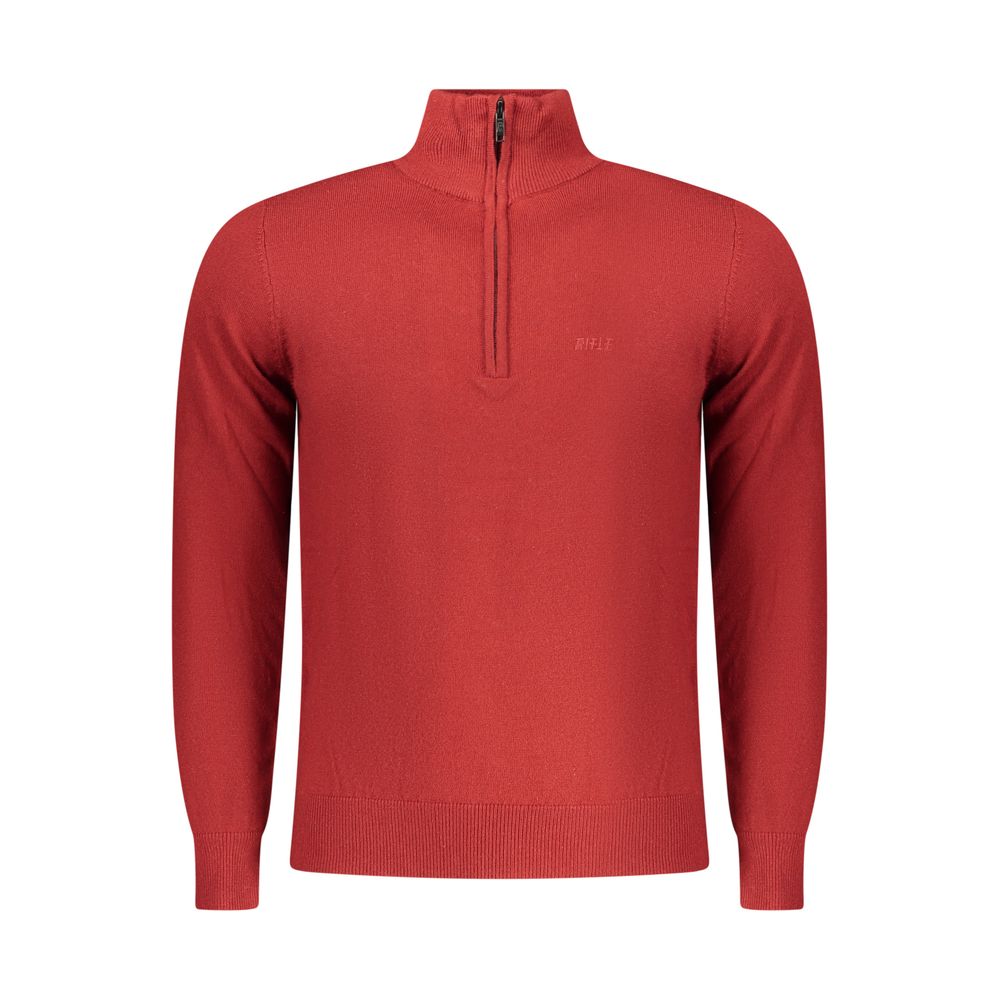 Rifle Red Wool Men Sweater - Half-Zip Elegance