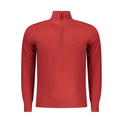 Rifle Red Wool Men Sweater - Half-Zip Elegance
